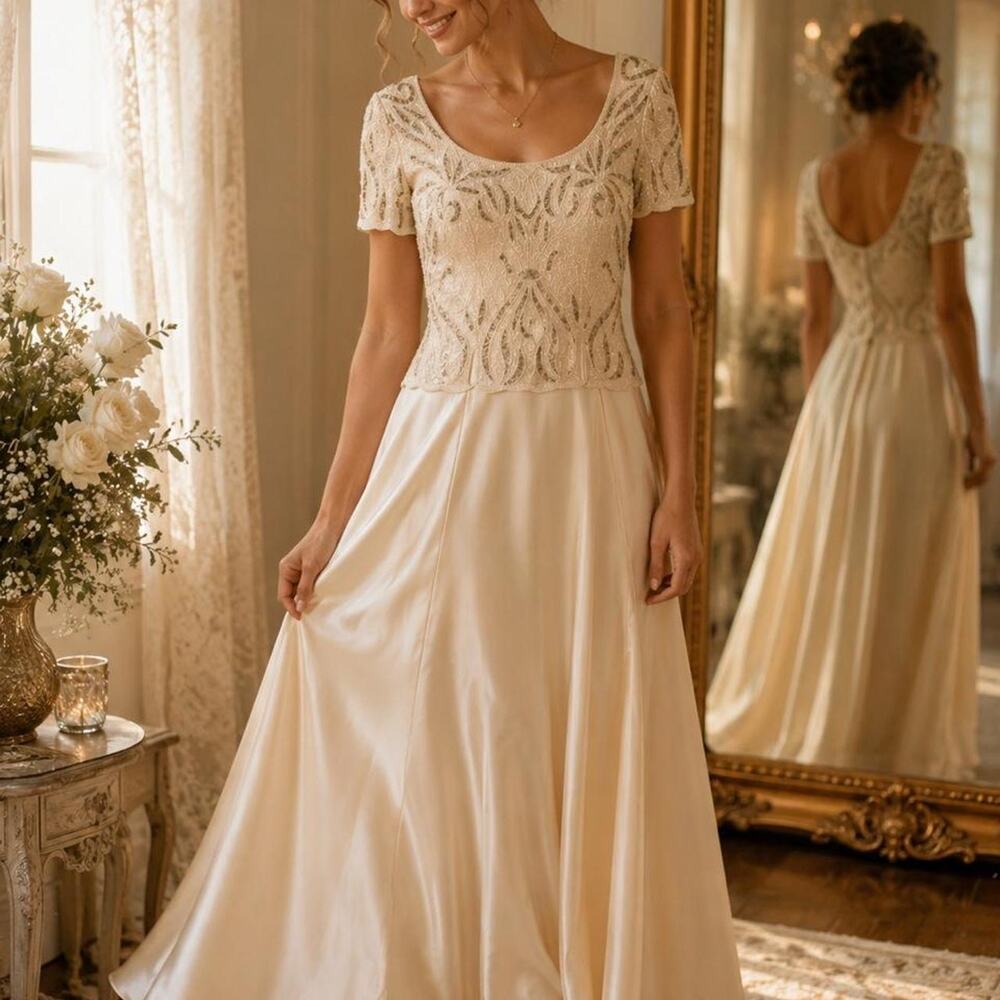 Stenay bridal cream beaded maxi